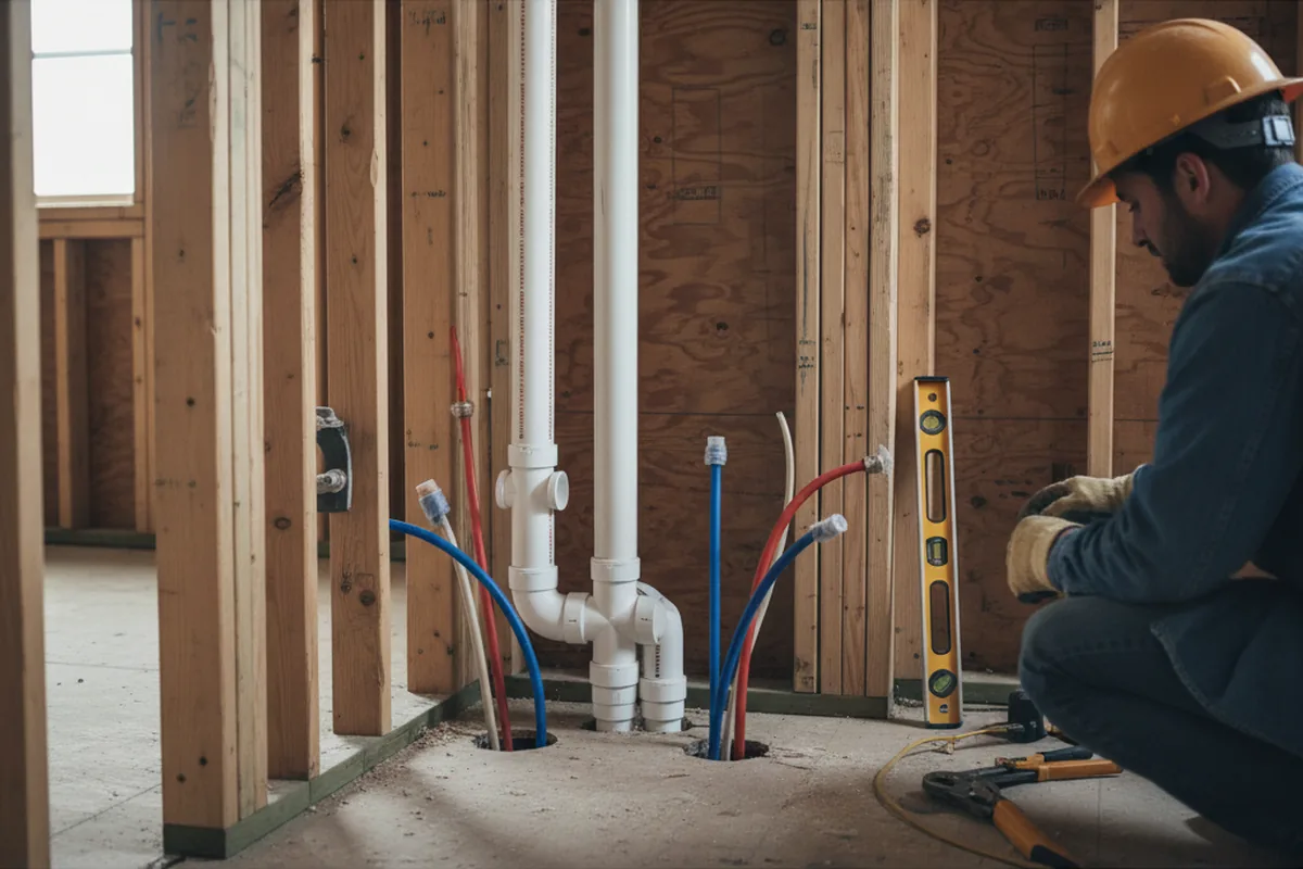Drain and supply rough-in during Drain Cleaning in Shidler